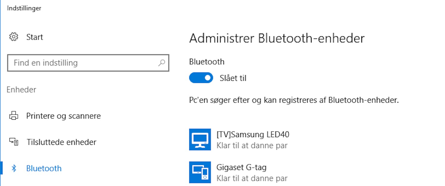 Bluetooth i Windows 10 Aktiver Bluetooth i Windows 10